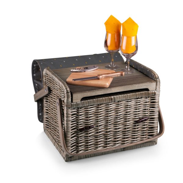 KABRIO WINE & CHEESE PICNIC BASKET, (ANTHOLOGY COLLECTION – GRAY WITH GOLD ACCENTS)