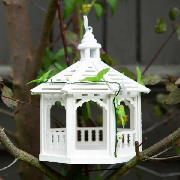 WHITE GAZEBO BIRD FEEDER