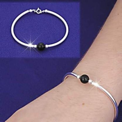 Sterling Silver Hand Made Bracelet with genuine black Onyx