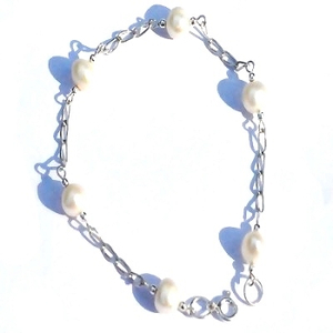 New 925 Sterling Silver Bracelets with 6mm Pearls