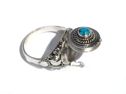 Sterling Silver Poison Ring with Stabilized Turquoise