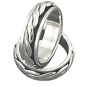925 Sterling Silver Double Braid Design Spinner Ring.