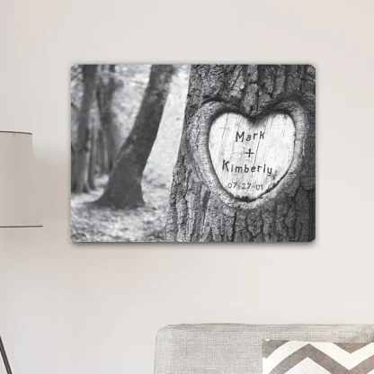 Everlasting Love Tree Carving Canvas