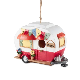 RED AND WHITE CAMPER BIRDHOUSE