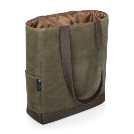 3 Bottle Insulated Wine Cooler Bag, (Khaki Green with Brown Accents)