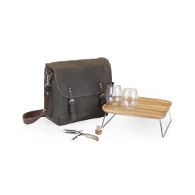 Adventure Wine Tote, (Khaki Green with Brown Accents)