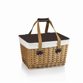 Canasta Wicker Basket, (Beige Canvas with Brown Lid)