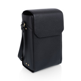 Barossa Two Bottle Leatherette Wine Tote, (Black)