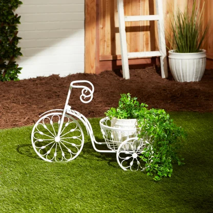 White Bicycle Planter - Image 7